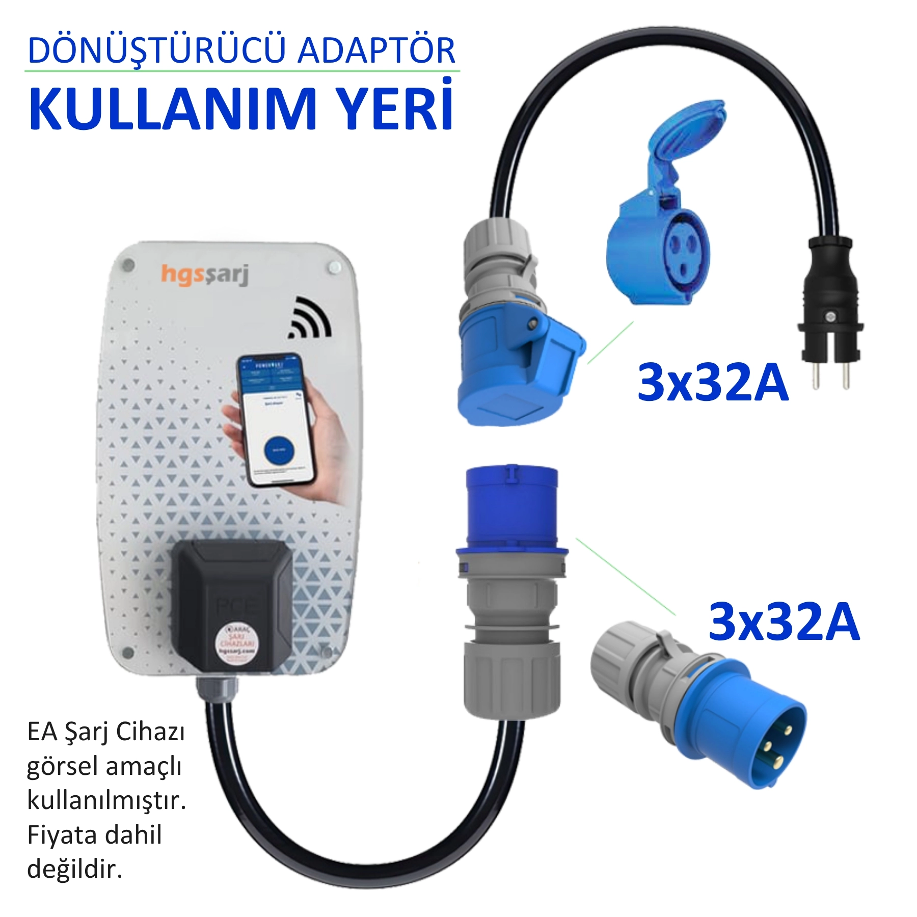 Hgsşarj, 5m, 10m, 15m, 20m - 3x32A 220V-250V CEE ile Çalışan Cihazınızı, 220V Ev Tipi Prize Bağlamayı Sağlar. 3x32A Fiş Olan Tüm Cihazlarda Kullanılabilir. Cihazınıza Uygun Adaptörleri Dakikalar içinde Whatsapp Hattımızdan Öğrenin. Teknik Destek 0530 9715
