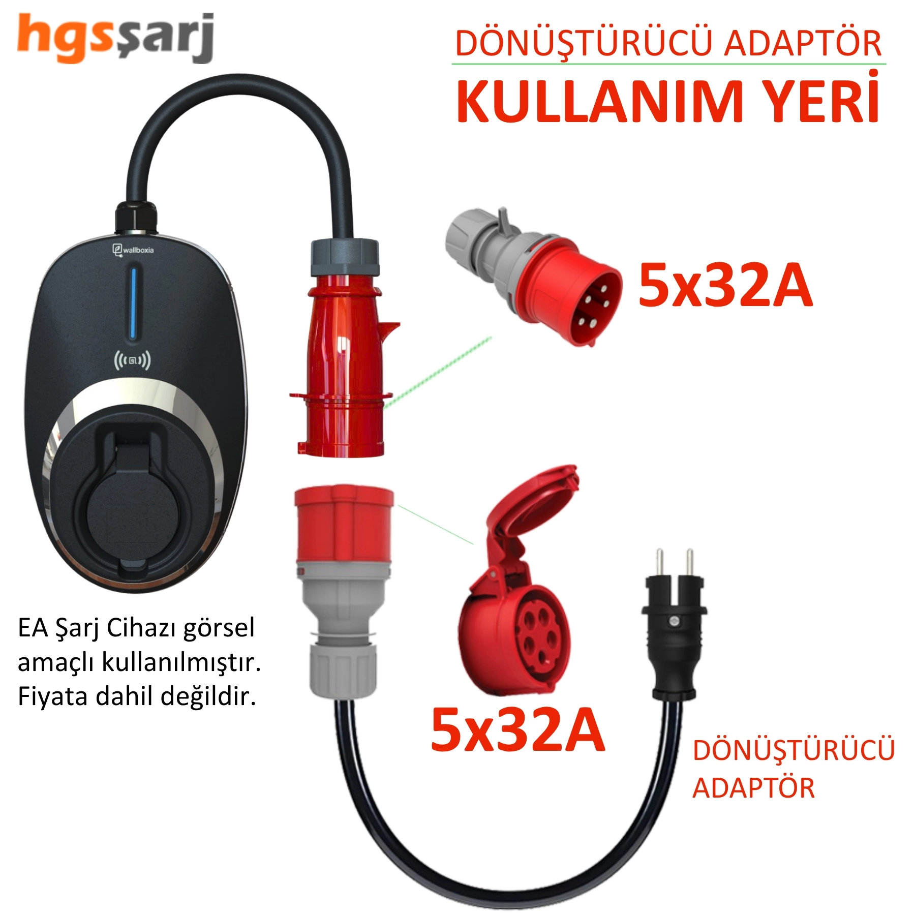 Hgsşarj, 5m, 10m, 15m, 20m - 5x32A 380V-450V ile Çalışan Cihazınızı, 220V Ev Tipi Prize Bağlamayı Sağlar. 5x32A Fiş Olan Tüm Cihazlarda Kullanılabilir. Cihazınıza Uygun Adaptörleri Dakikalar içinde Whatsapp Hattımızdan Öğrenin. Teknik Destek 0530 9715215