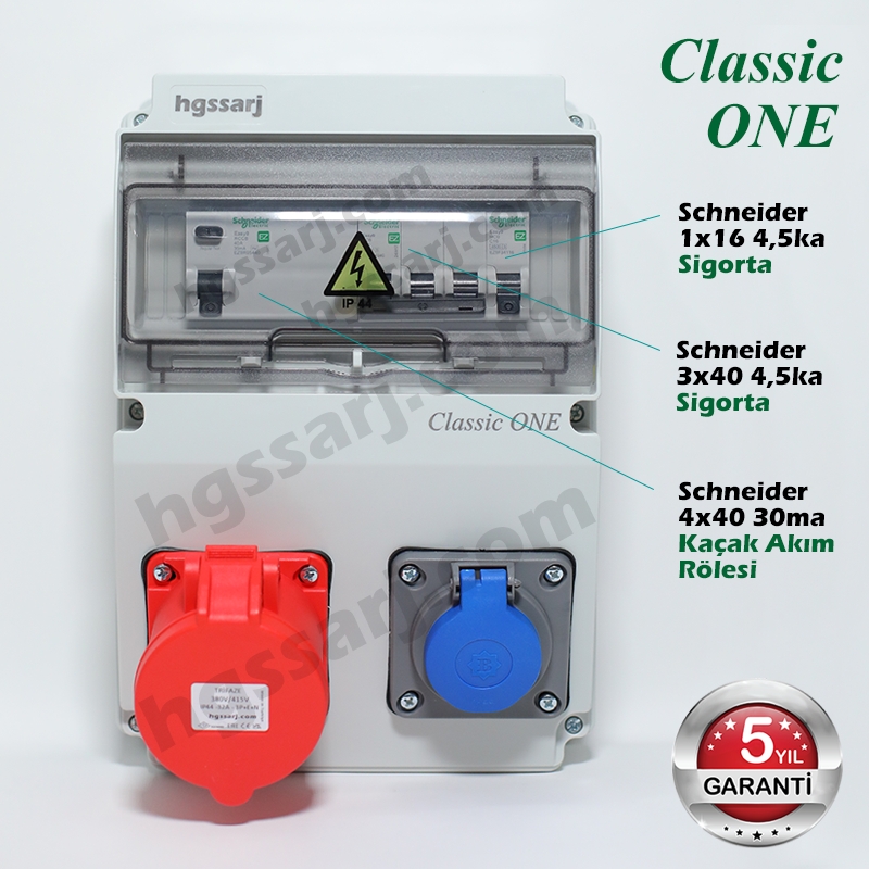 Classic%20ONE,%20Trifaze%20Elektrikli%20Araç%20Kombinasyon%20Kutusu%205x32A%20+%201x16A%20-%20Sigorta%20Markası%20Seçeneği%20-%205%20Yıl%20Garanti