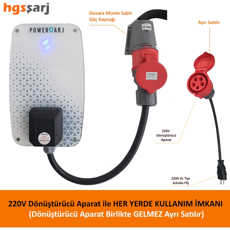 Powerşarj 22kW, 16kW, 11kW, 7,4kW, 5kW, 3,4kW Elektrikli Araç Mobil Şarj Cihazı. Mobil App üzeri ayarlanabilir güç seçenekleri ile size özel güvenli ve akıllı şarj çözümleri sunar. Konutlar ve iş yerleri için uygundur.