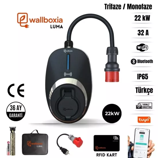 Wallboxia LUMA - DARK BRONZE KROM- 22kW Elektrikli Araç Taşınabilinir Şarj Cihazı - 36 Ay Garanti 