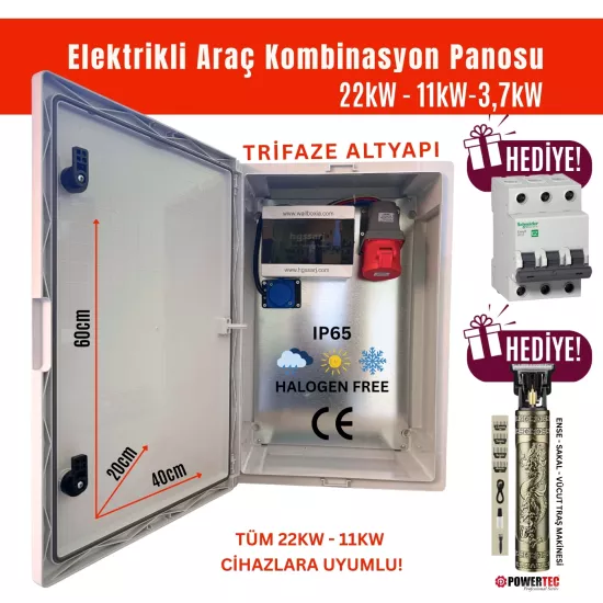 Hgsşarj ’’RedPan’’ 22KW Elektrikli Araç Kombinasyon Panosu Schneider Sigorta Grubu
