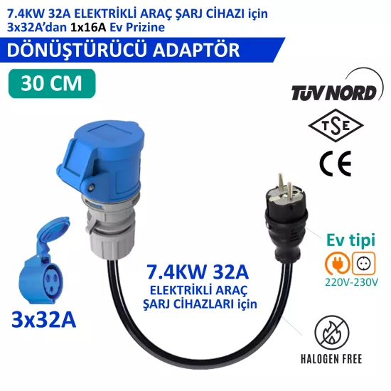 3x32A 220V-250V CEE Dönüştürücü Adaptör