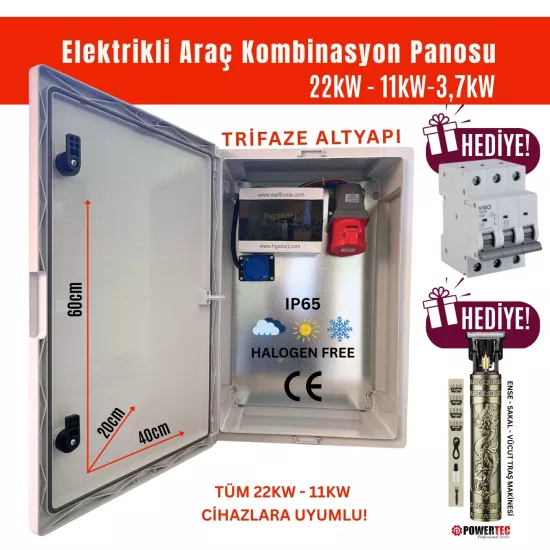 Hgsşarj ’’RedPan’’ 22KW Elektrikli Araç Kombinasyon Panosu Viko Sigorta Grubu