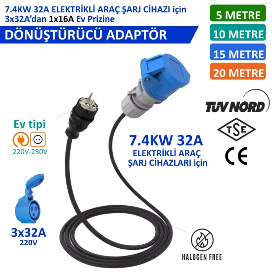 Hgsşarj, 3x32A Dönüştürücü Adaptör 220V