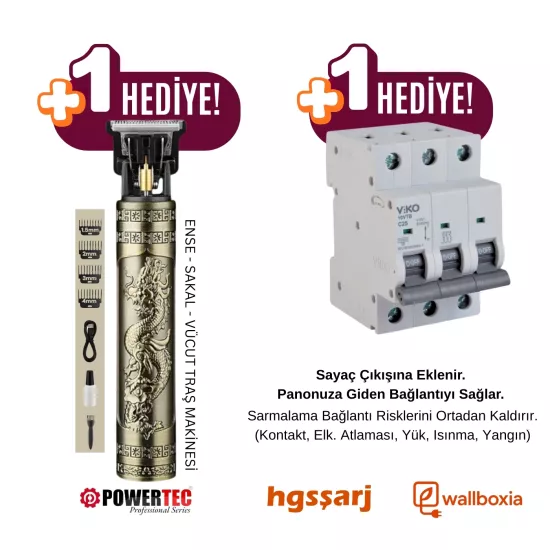 Hgsşarj ’’xlkombi’’ 5X32A + 3X32A + 1X16A 22KW Trifaze 7kw Monofaze Elektrikli Araç Kombinasyon Panosu Tesla Blue Adaptör Uyumlu