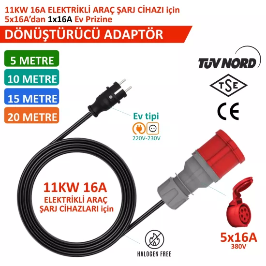 Hgsşarj, 5 Metre Elektrikli Araç 220V dönüştürücü