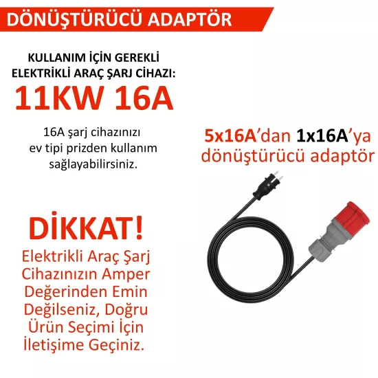 Hgsşarj, 5 Metre Elektrikli Araç 220V dönüştürücü