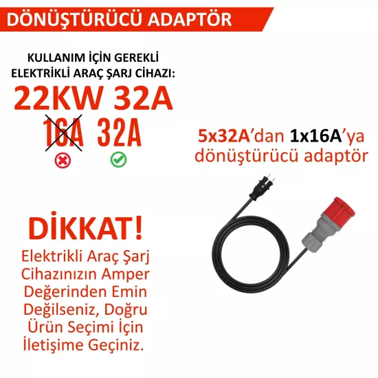 Hgsşarj, 5m Dönüştürücü Adaptör 380V  220V