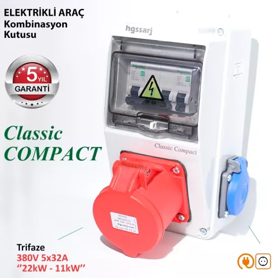 Elektrikli Araç Kombinasyon Kutusu Classic COMPACT 5x32A + 1x16A 22kW, 11kW