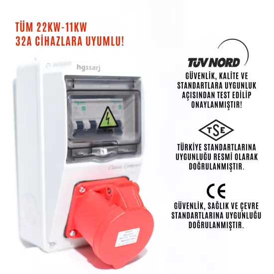 Elektrikli Araç Kombinasyon Kutusu Classic COMPACT 5x32A + 1x16A 22kW, 11kW