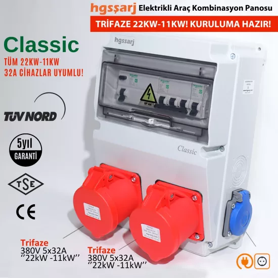 Elektrikli Araç Kombinasyon Kutusu ’’CLASSIC’’ 5x32A + 5x32A + 1x16A