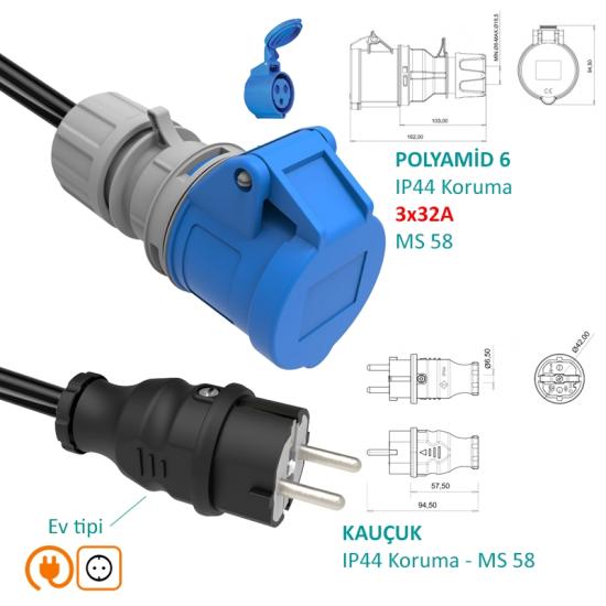 Hgsşarj, 3x32A Dönüştürücü Adaptör 220V