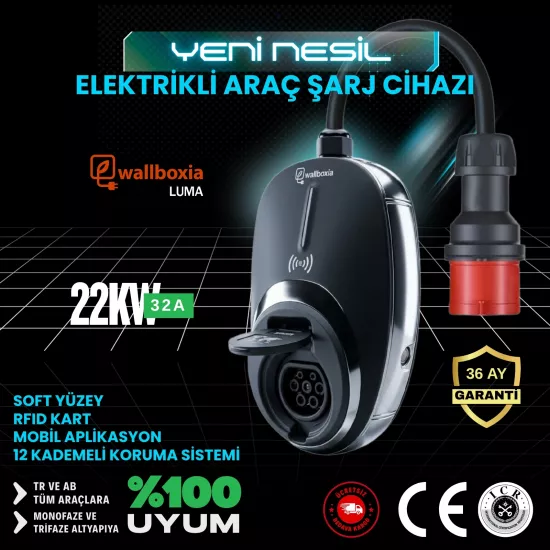 Wallboxia LUMA Elektrikli Araç Mobil Şarj Cihazı 22kW