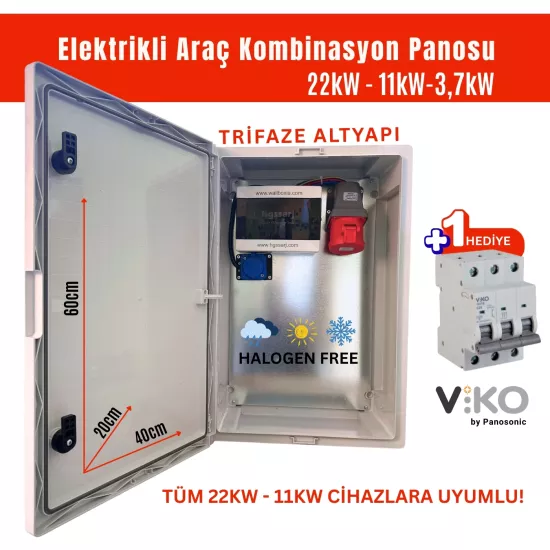 Hgsşarj ’’RedPan’’ 22KW Elektrikli Araç Kombinasyon Panosu Viko Sigorta Grubu