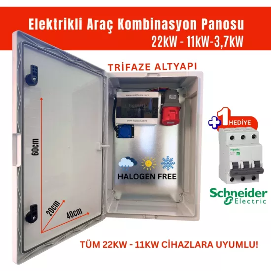 Hgsşarj ’’RedPan’’ 22KW Elektrikli Araç Kombinasyon Panosu Schneider Sigorta Grubu