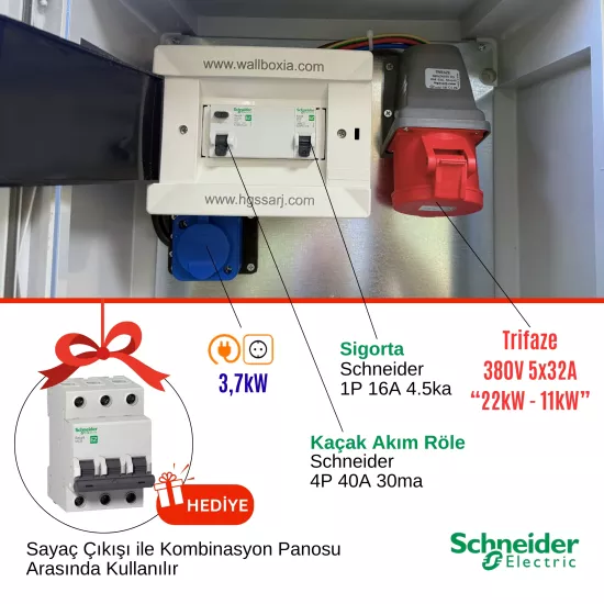 Hgsşarj ’’RedPan’’ 22KW Elektrikli Araç Kombinasyon Panosu Schneider Sigorta Grubu