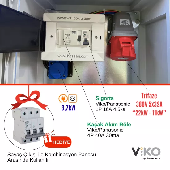 Hgsşarj ’’RedPan’’ 22KW Elektrikli Araç Kombinasyon Panosu Viko Sigorta Grubu