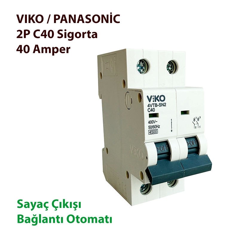 VİKO / Panasonic Otomatik Sigorta 2P C40 2X40A 4,5kA C Tipi